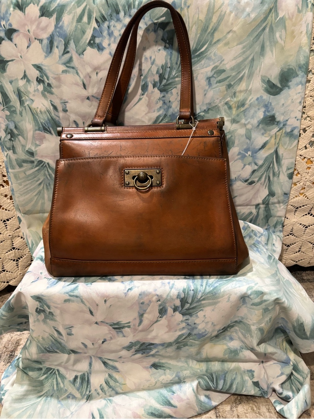 Frye Cognac Brown Leather Shoulder Tote